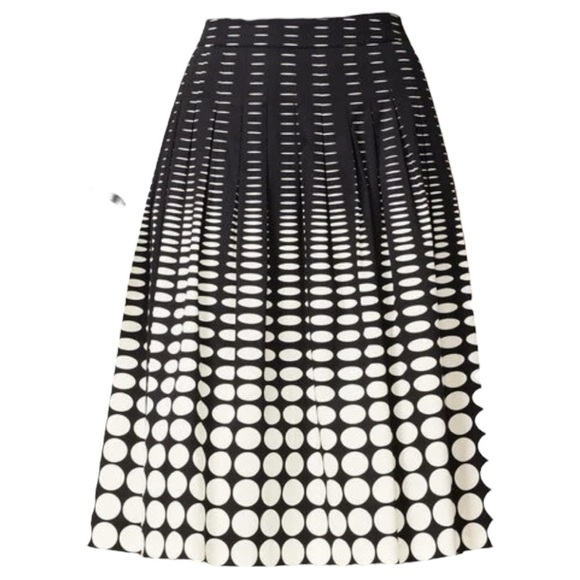 Talbots Black and White Geo Print Pleated Midi Skirt - Picture 1 of 5